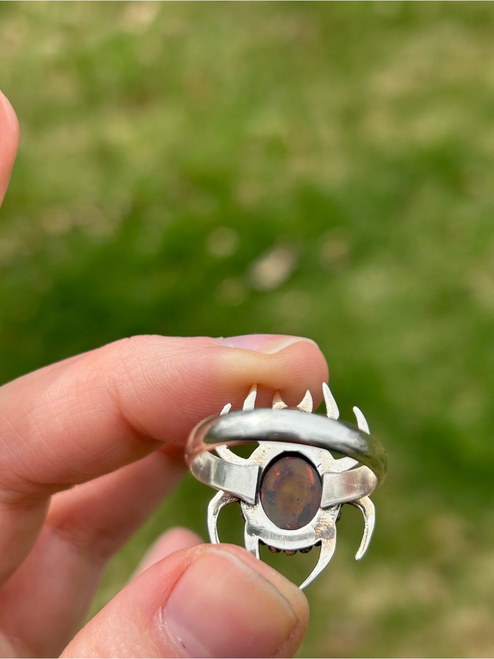 Spider ring sterling silver with amber - size 9 - Picture 5 of 7